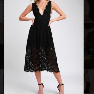 Lulu’s black lace midi dress size Small